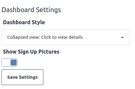 Dashboard Settings